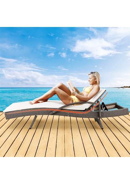 Şezlong Minderi, Havuz Plaj Outdoor Kamp Için Katlanır Sünger Minder, 22DENS 180X55X4 cm - Bej