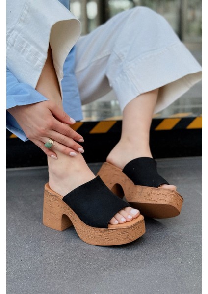 Velseya Süet Siyah Kadın Topuklu Terlik fırsatları