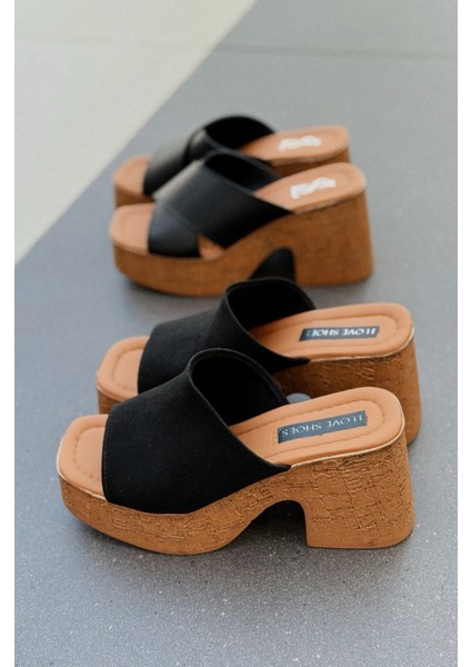 Velseya Süet Siyah Kadın Topuklu Terlik indirimleri