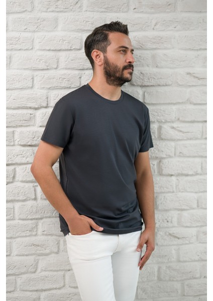 Slimfit Fit Bisiklet Yaka Rayon Kumaş Full Likralı T-Shirt