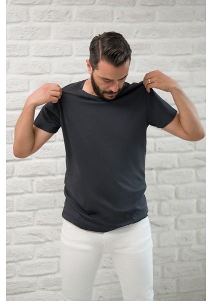 Slimfit Fit Bisiklet Yaka Rayon Kumaş Full Likralı T-Shirt fırsatları