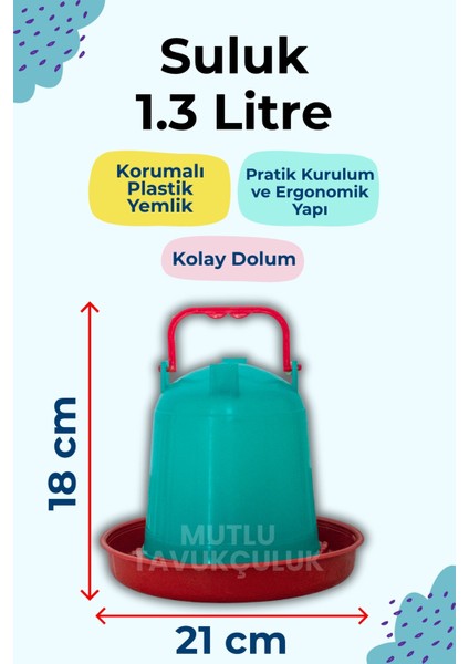 Civciv Başlangıç 2 Adet Suluk ve 2 Adet Yemlik Takım 1.3 Lt Keklik Güvercin Suluğu Bıldırcın Yemliği fırsatları