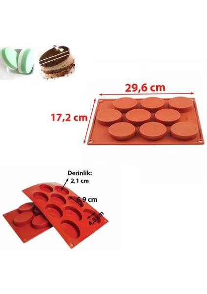 9 Göz Oval Şekilli Silikon Sabun Çikolata Kurabiye Mum Jöle Pasta Vb. Kek Kalıbı (29,6 cm x 17,2 Cm) 1 Adet fiyatları