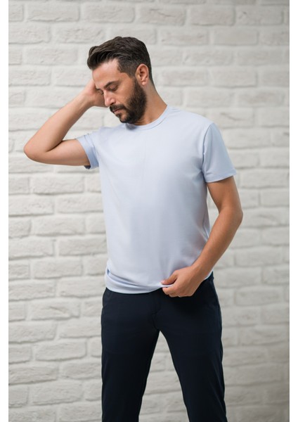 Slimfit Fit Bisiklet Yaka Rayon Kumaş Full Likralı T-Shirt