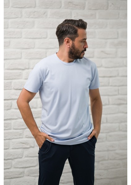 Slimfit Fit Bisiklet Yaka Rayon Kumaş Full Likralı T-Shirt modelleri