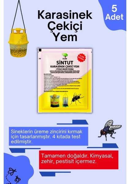 Karasinek Tuzağı 5 Adet 25 gr Karasinek Çekici Yem Kara Sinek Haşere modelleri