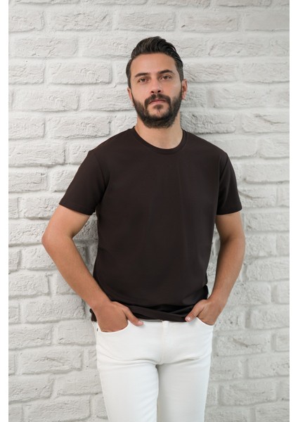 Slimfit Fit Bisiklet Yaka Rayon Kumaş Full Likralı T-Shirt