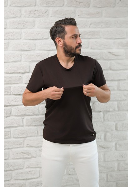 Slimfit Fit Bisiklet Yaka Rayon Kumaş Full Likralı T-Shirt modelleri