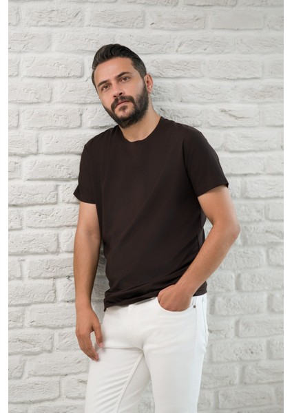 Slimfit Fit Bisiklet Yaka Rayon Kumaş Full Likralı T-Shirt fırsatları