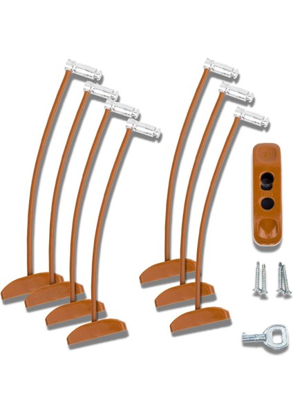 Açık Kahve Pencere Kilidi 7 Adet Halatlı Çocuk Güvenlik Emniyet Hırsız Pimapen Pvc Kapı Bebek Kilit