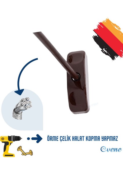 Koyu Kahve Pencere Kilidi 6 Adet Halatlı Çocuk Güvenlik Emniyet Hırsız Pimapen Pvc Kapı Bebek Kilidi