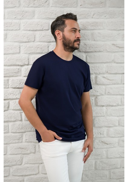 Slimfit Fit Bisiklet Yaka Rayon Kumaş Full Likralı T-Shirt