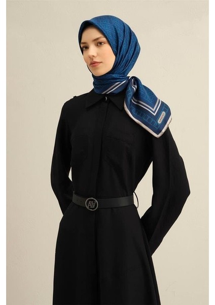 Desenli Saf Ipek Twill Eşarp 9301 85