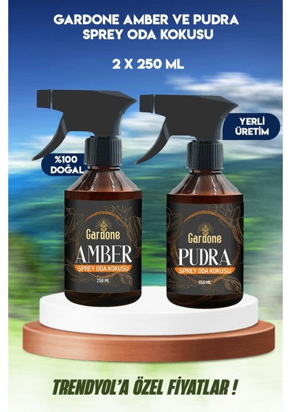 Amber, Pudra Oda ve Çamaşır Spreyi Oda Parfümü Koku Giderici 2X250 ml