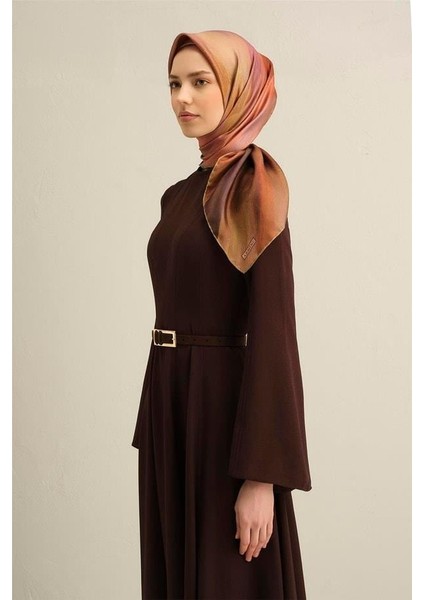 Desenli Saf Ipek Twill Eşarp 9308 07