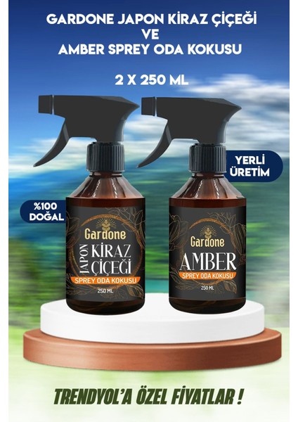 Japon Kiraz Çiçeği, Amber Oda ve Çamaşır Spreyi Oda Parfümü Koku Giderici Oda Kokusu 2X250 ml