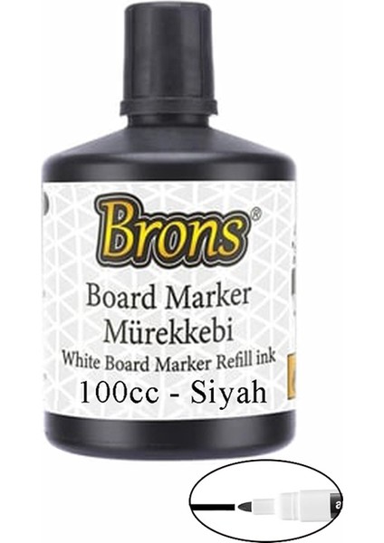 Siyah Yazı Tahta Kalem Mürekkebi 100ML 1 Adet Brons Tahta Kalemi Mürekkebi Kolay Silinebilir 100GR Okul Sınıf Öğrenci