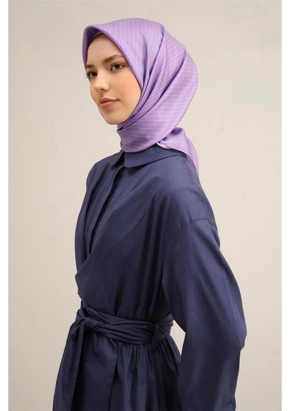 Desenli Saf Ipek Twill Eşarp 9348 05