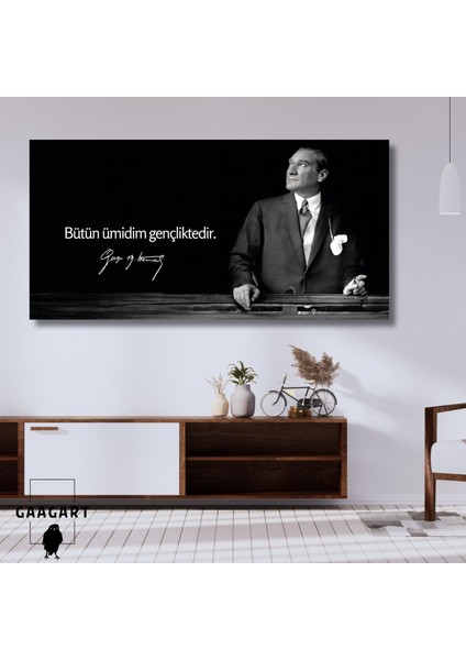 Panoramik Kanvas Makam Panosu Atatürk Sözleri Bütün Ümidim Gençliktedir.