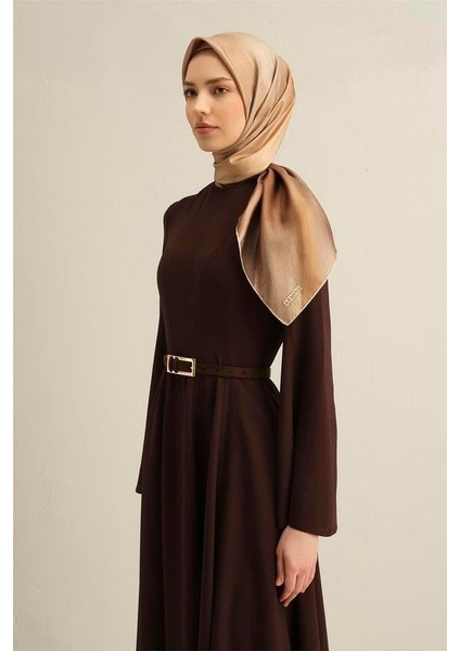 Desenli Saf Ipek Twill Eşarp 9308 08