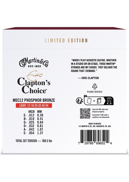 MEC12LTD20 Claptons Choice Akustik Gitar Teli 012 Set 20. Yıldönümü fiyatları