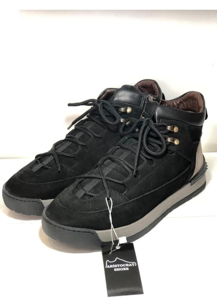 Hakiki Deri Bağcıklı Kışlık Bot Sıcak Astar