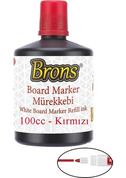 Kırmızı Yazı Tahta Kalem Mürekkebi 100ML 1 Adet Brons Tahta Kalemi Mürekkebi Kolay Silinebilir 100GR Okul Sınıf Öğrenci