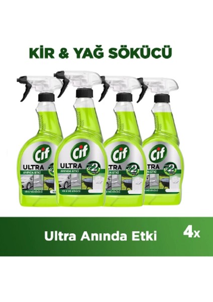 Ultra Anında Etki Kir ve Yağ Çözücü 750 ml x 4 Adet