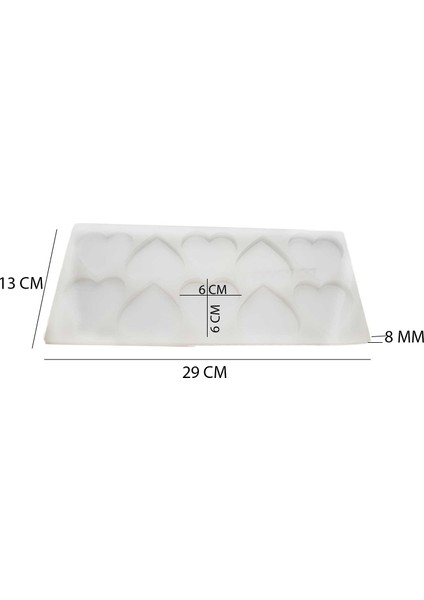 Epoksi Reçine Silikon Kalıp Çoklu Kalp Magnet Kalıbı Seri Döküm Kalıbı 6 cm 10 Lu modelleri