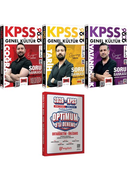 2026 Kpss Tarih Coğrafya Vatandaşlık Çözümlü Soru Bankası - Optimum 5 Deneme