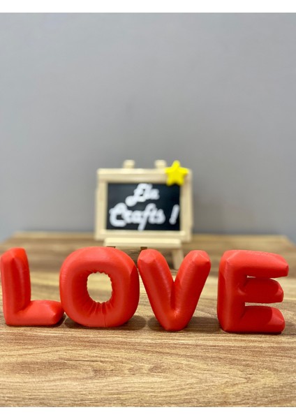 Ela Crafts 3D Kırmızı Balon Love Yazısı | Dekoratif Romantik Masa ve Duvar Süsü