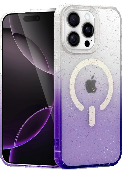 CPT16 Apple iPhone 14 Pro Max Pummel Shiny Magsafe Kapak - Mor