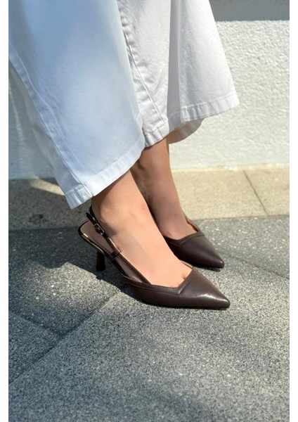 Dayrax Mat Deri Acıkahve Stiletto modelleri