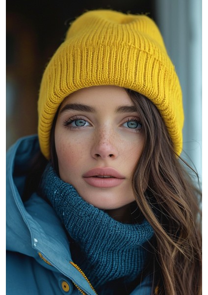 Unisex Sarı Bere