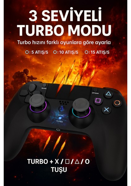 Kablosuz Rgb Gamepad – Titreşimli, Dokunmatik Panel, 6 Eksenli Sensör, 950 Mah Pil fiyatları