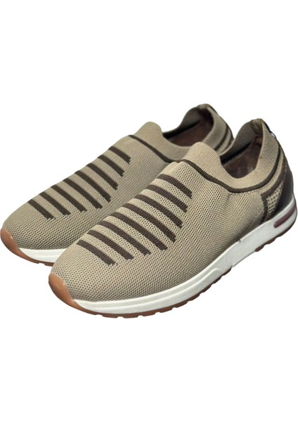 Triko Rahat Terletmeyen Yürüyüş Spor Ayakkabı Bej Kahve