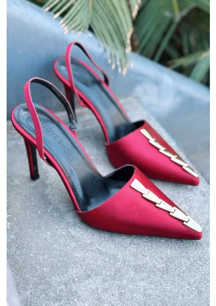 Jaylen Saten Bordo Yüksek Topuklu Kadın Ayakkabı modelleri