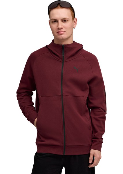 Tech Full-Zip Hoodie Erkek Bordo Günlük Stil Sweatshirt 68804596