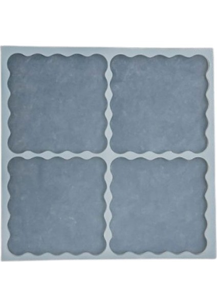 Epoksi Bardak Altlığı 10 cm Tırtıklı Kare 4 Lü