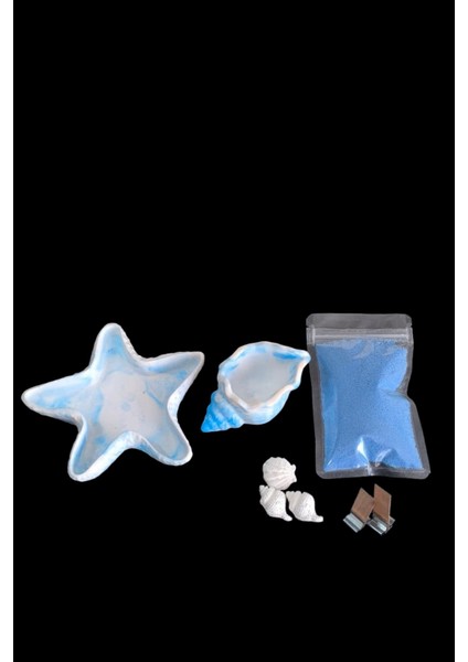 Mavi Renk Inci Tozu Dekoratif Beton Tozu Deniz ve Kabuğu Seti Ahşap Fitil Mum fiyatları