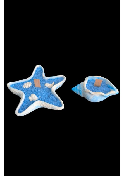 Mavi Renk Inci Tozu Dekoratif Beton Tozu Deniz ve Kabuğu Seti Ahşap Fitil Mum fırsatları