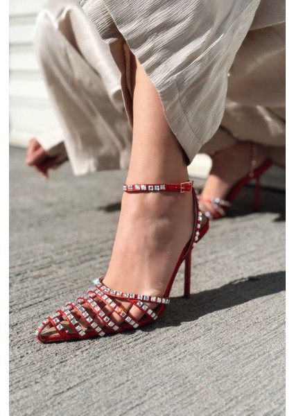 Penoria Mat Kırmızı Bant Detaylı Stiletto indirimleri