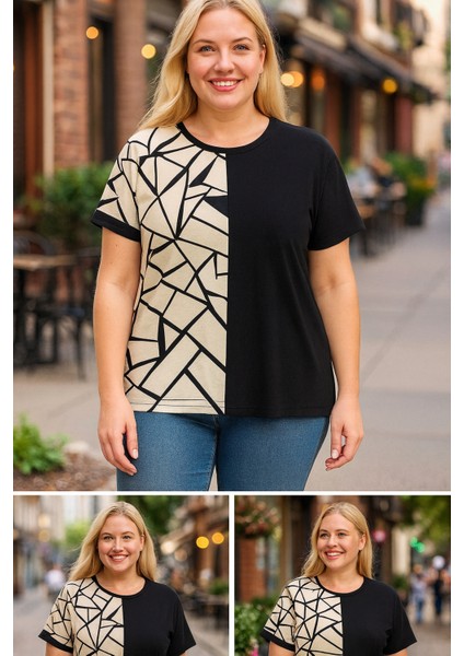 Kadın Büyük Beden Özel Desen Viskon Bluz