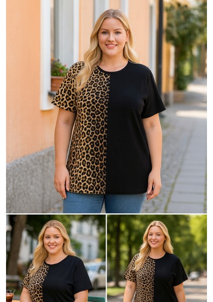 Kadın Büyük Beden Özel Desen Viskon Bluz