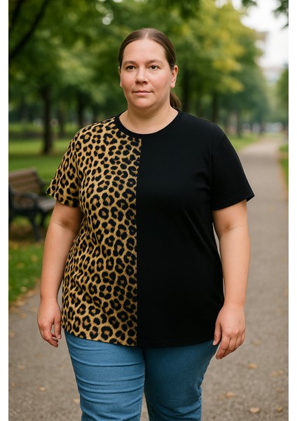 Kadın Büyük Beden Özel Desen Viskon Bluz