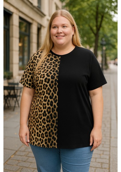 Kadın Büyük Beden Özel Desen Viskon Bluz