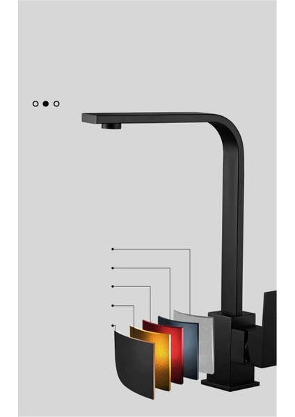 Siyah Kare Kuğu Mutfak Bataryası 360 Derece Döner Borulu