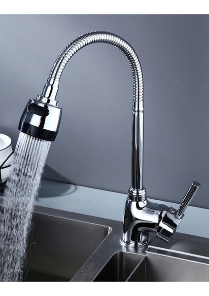 Esnek 2 Fonksiyonlu Başlıklı Armut Gövde Mutfak Evye Bataryası Aç Kapa Musluk