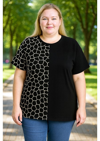 Kadın Büyük Beden Özel Desen Viskon Bluz