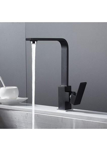 Yüksek Gövde Mutfak Bataryası Sıcak Soğuk Çift Su Girişli Kare Mutfak Bataryası